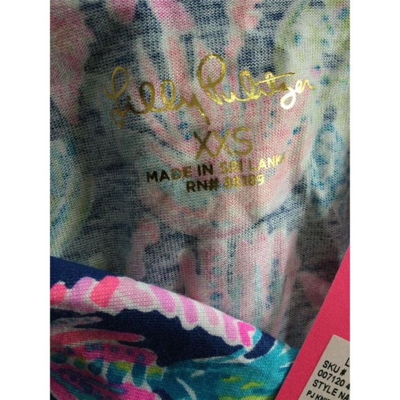 NEW LILLY PULITZER Oyster Bay Navy PJ Knit Button Up Long Sleeve Top (Size XXS) - Picture 12 of 12